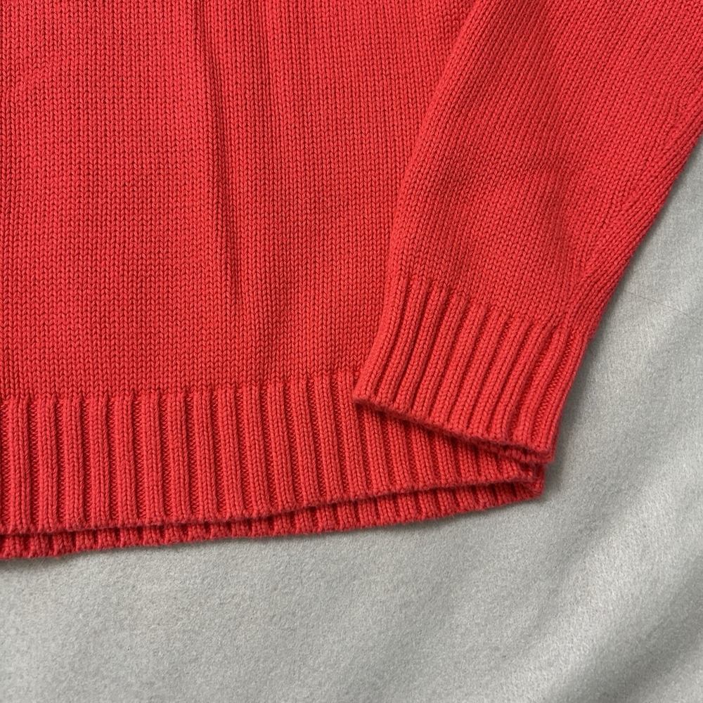 Lands' End Drifter Sweater Women M Coral Pink Cable Knit 100% Cotton Crewneck - Picture 11 of 12